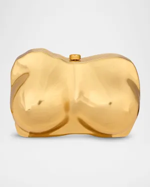 Reina Structured Brass Clutch Bag