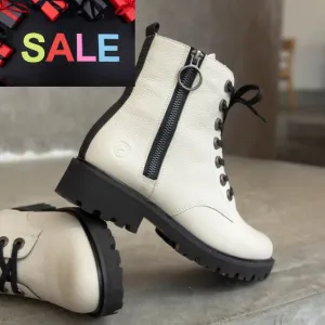 Remonte White Leather Ankle Boot
