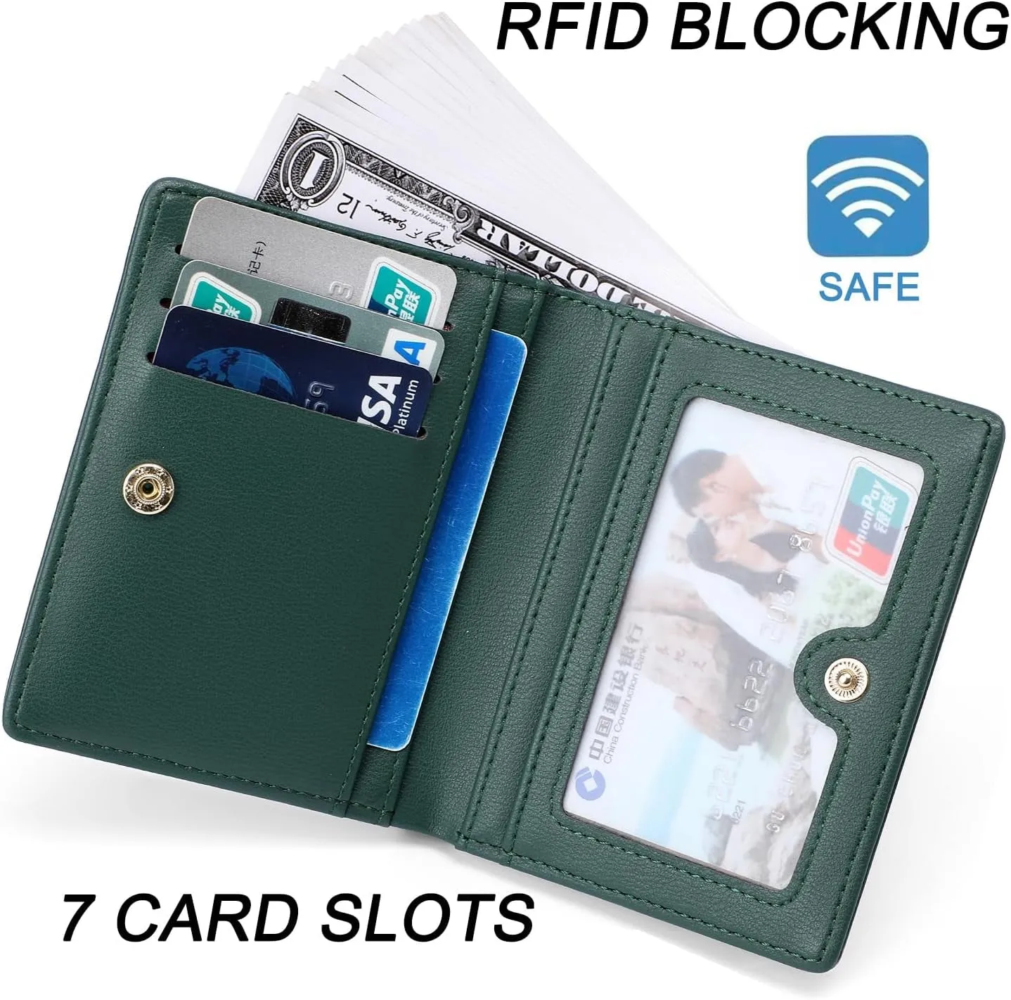 RFID Blocking Bifold Pocket Wallet Slim Compact Ladies Purse