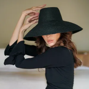 Riri Jute Straw Hat, in Black