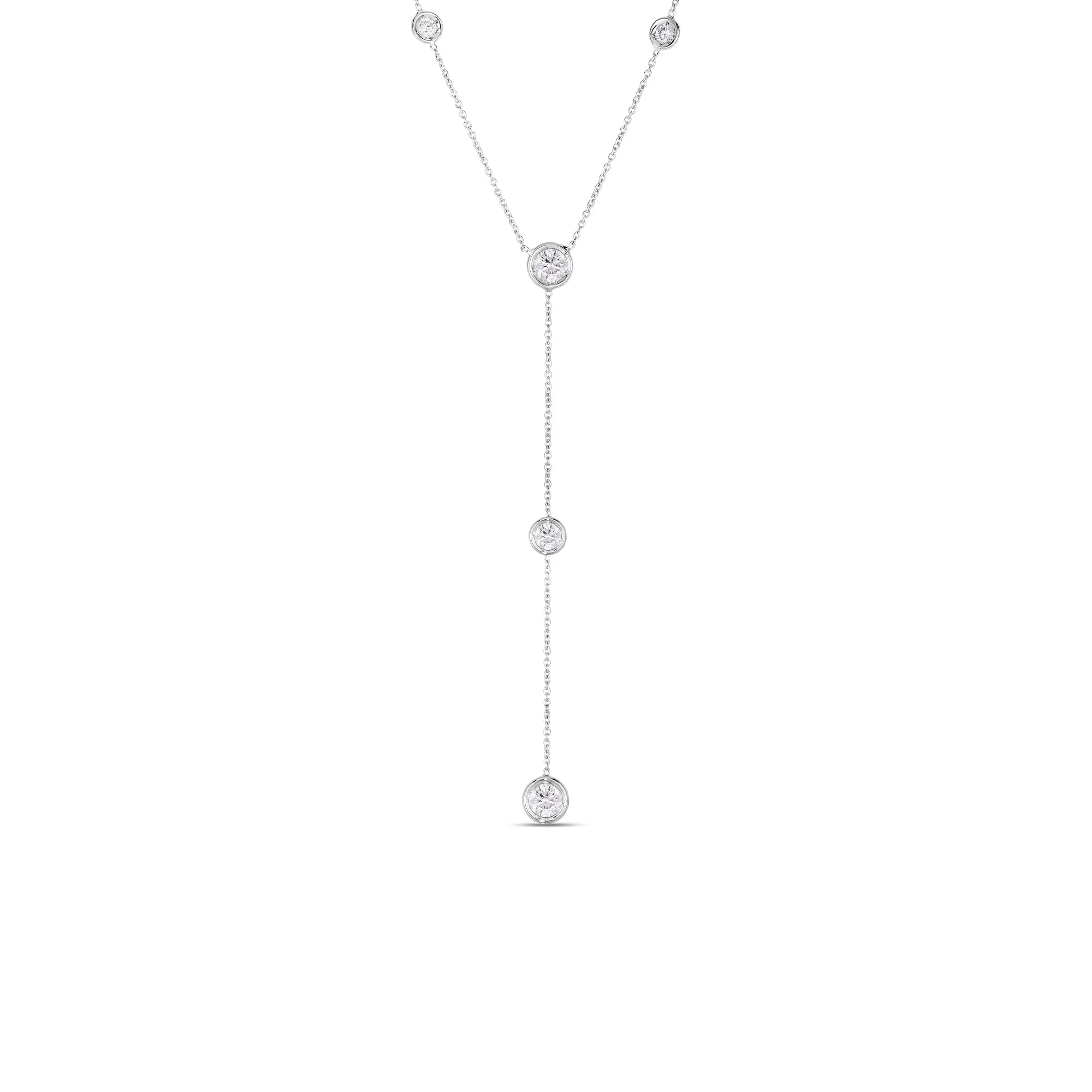 Roberto Coin Y Necklace With 5 Diamond Stations