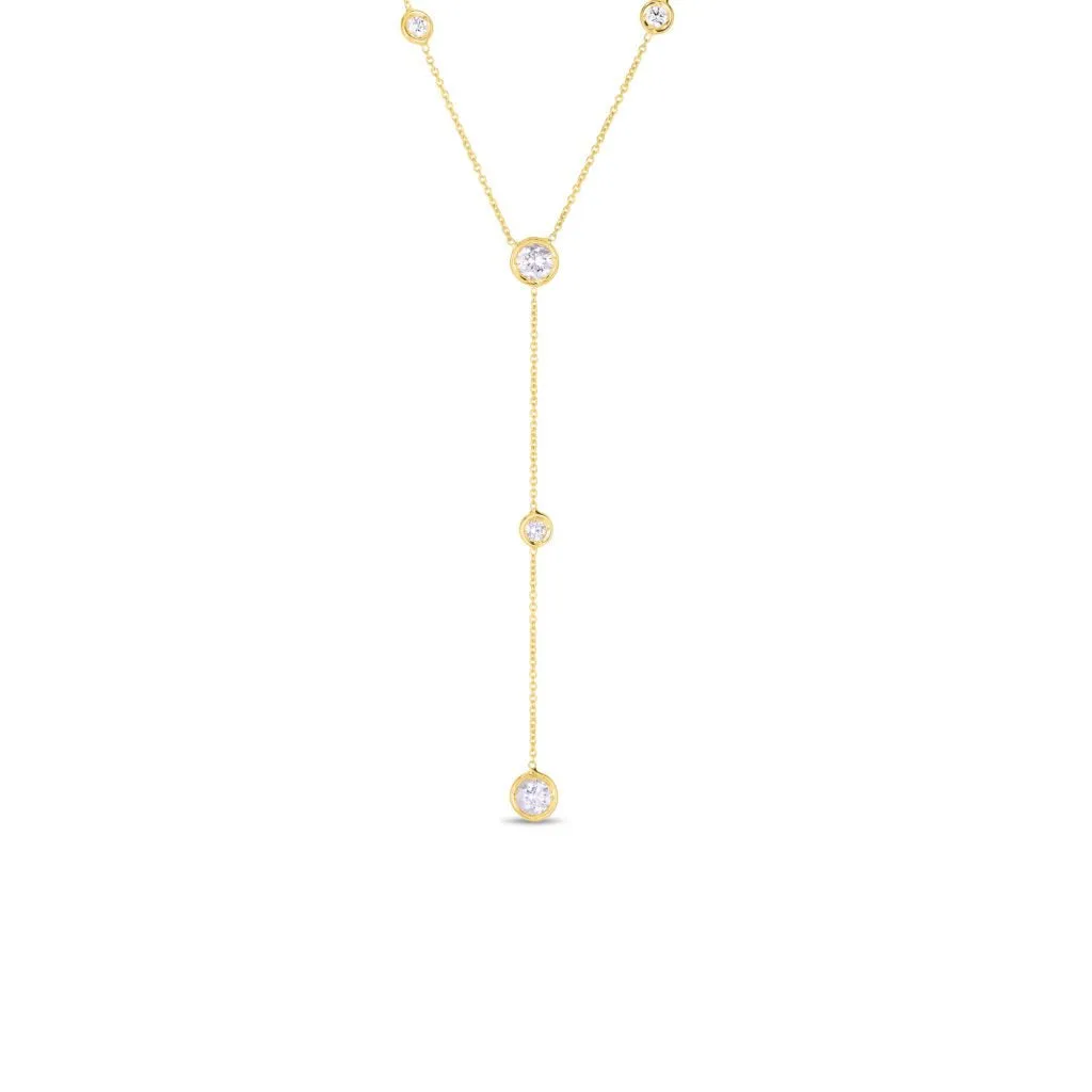 Roberto Coin Y Necklace With 5 Diamond Stations