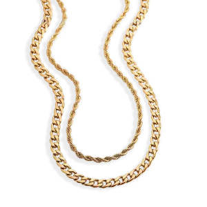 Rope & Cuban Layered Necklace Duo