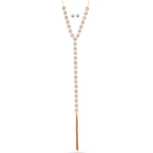 ROSE GOLD CRYSTAL TASSEL  NECKLACES #HNN E86571 RS
