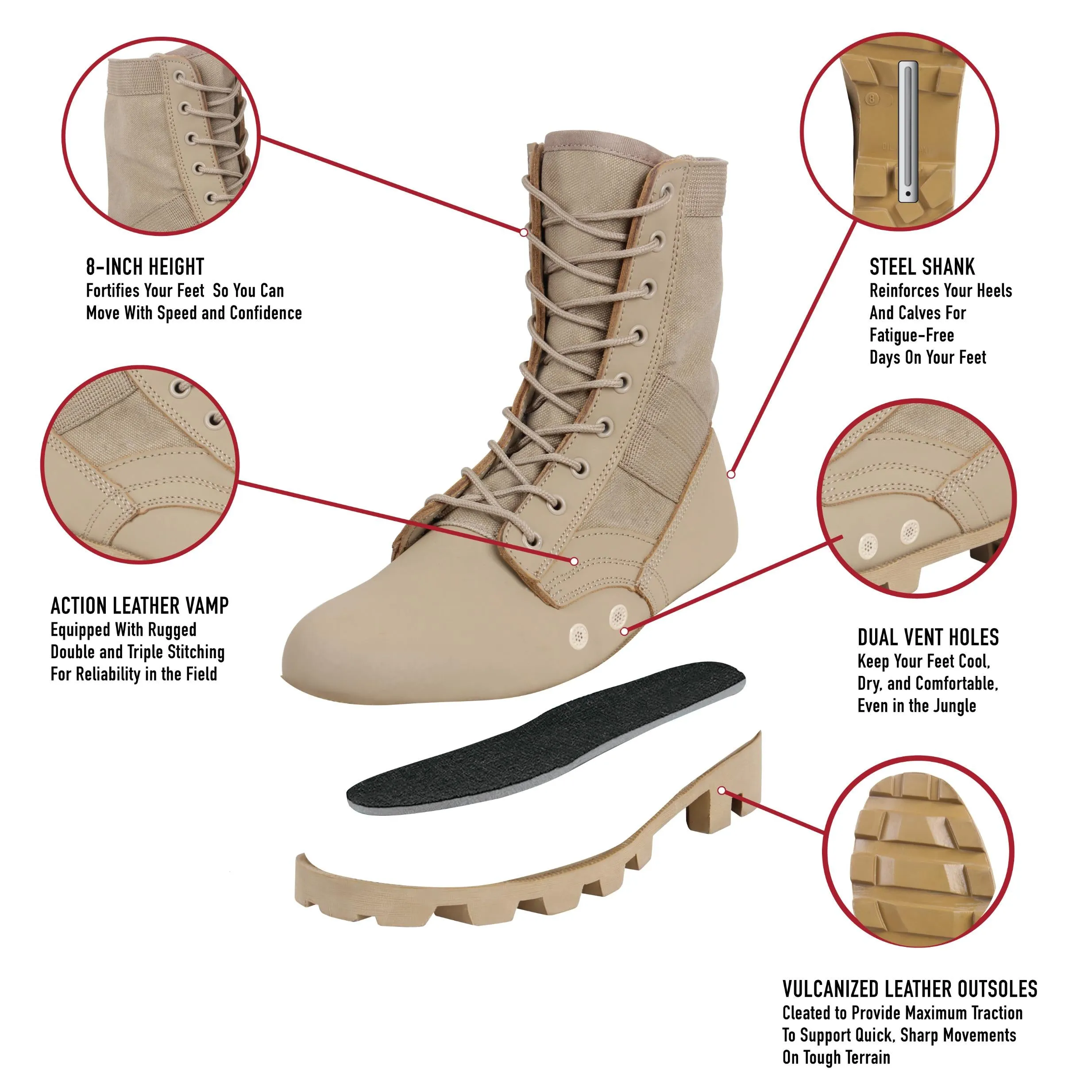 Rothco Jungle Boots - 8 Inch