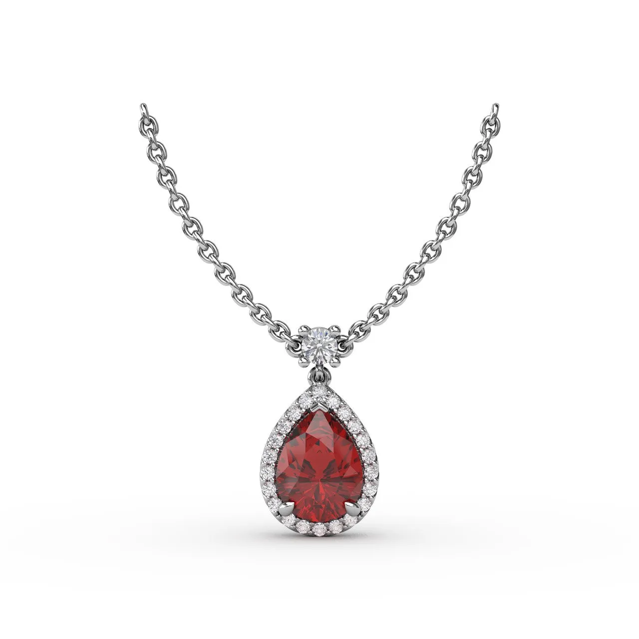 Ruby and Diamond Teardrop Necklace