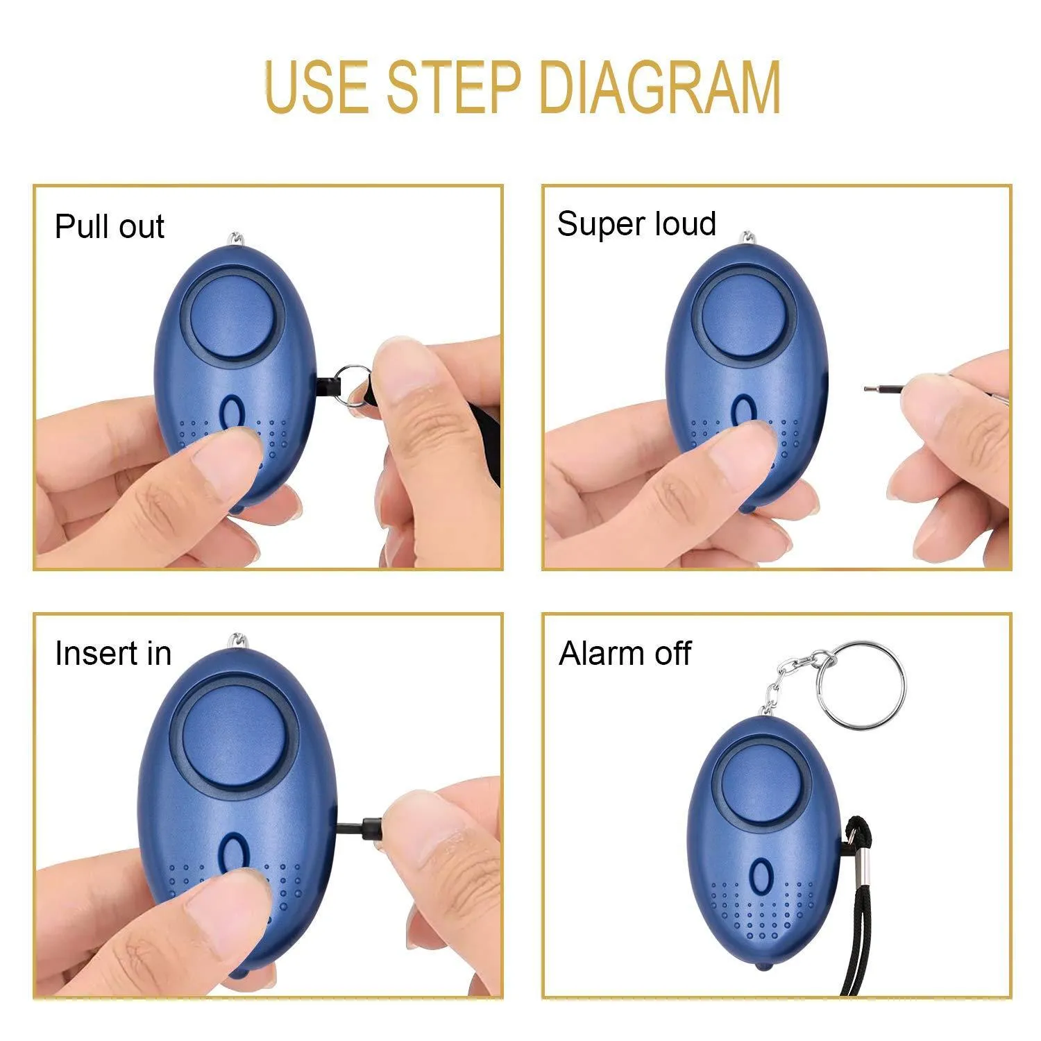 Safe Sound Personal Alarm, KOSIN 3 Pack 145DB Personal Security Alarm Keychain with LED Lights, Emergency Safety Alarm for Women, Men, Children, Elderly