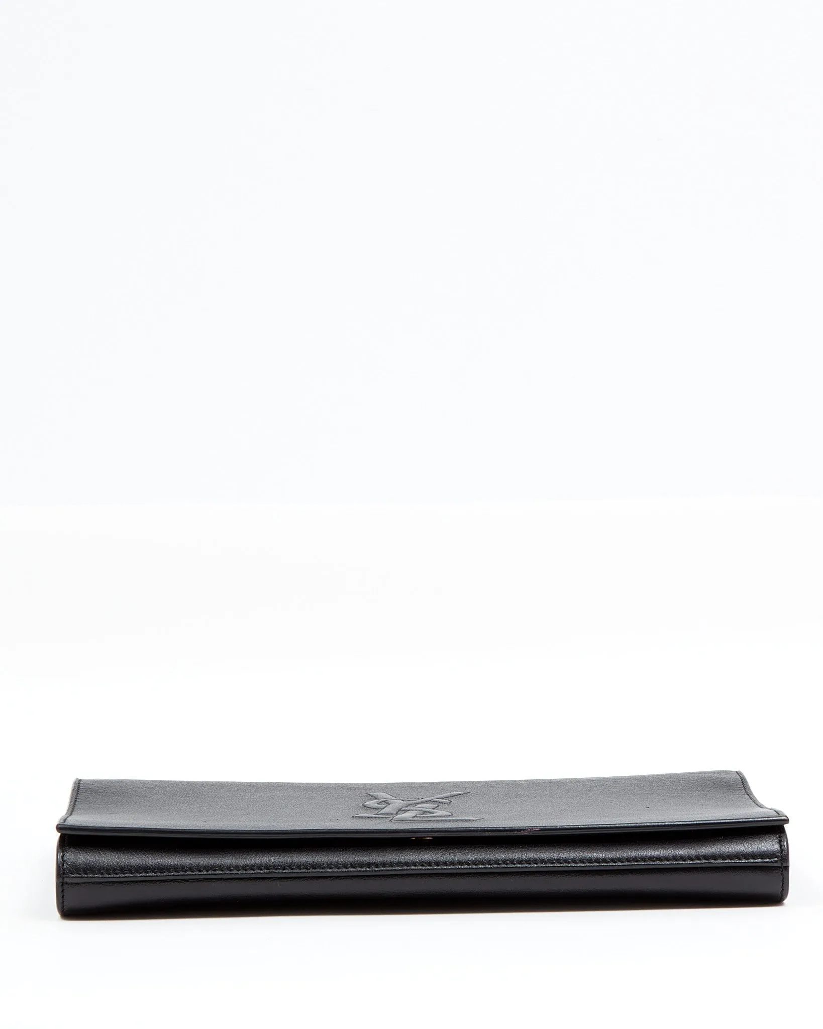 Saint Laurent Black Leather YSL Belle de Jour Clutch