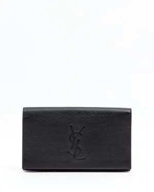 Saint Laurent Black Leather YSL Belle de Jour Clutch