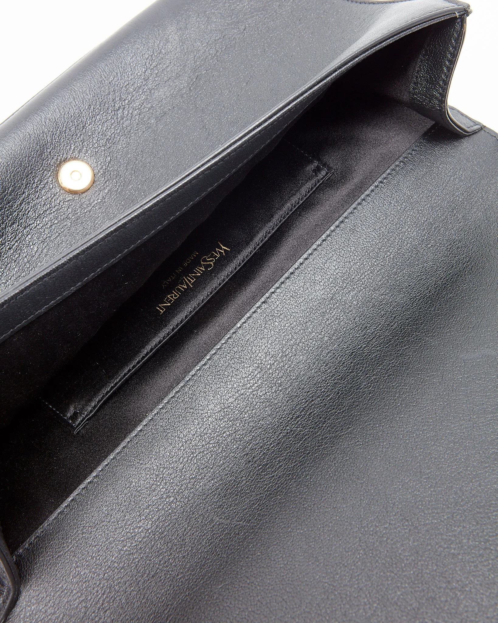 Saint Laurent Black Leather YSL Belle de Jour Clutch