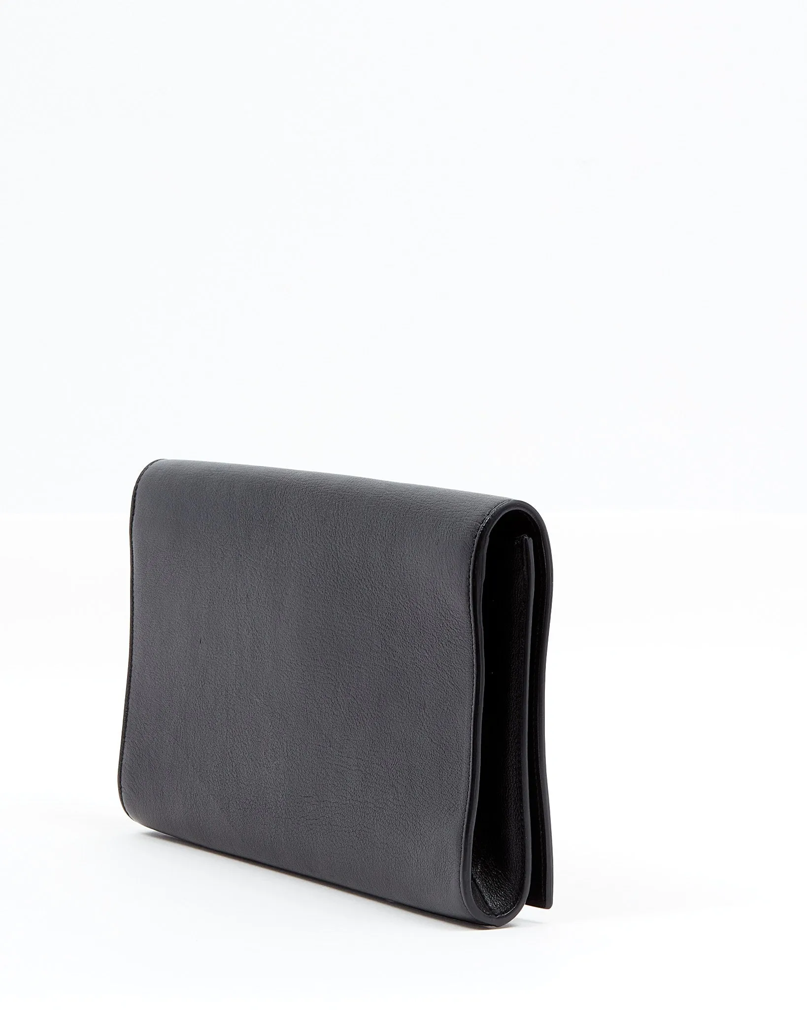 Saint Laurent Black Leather YSL Belle de Jour Clutch