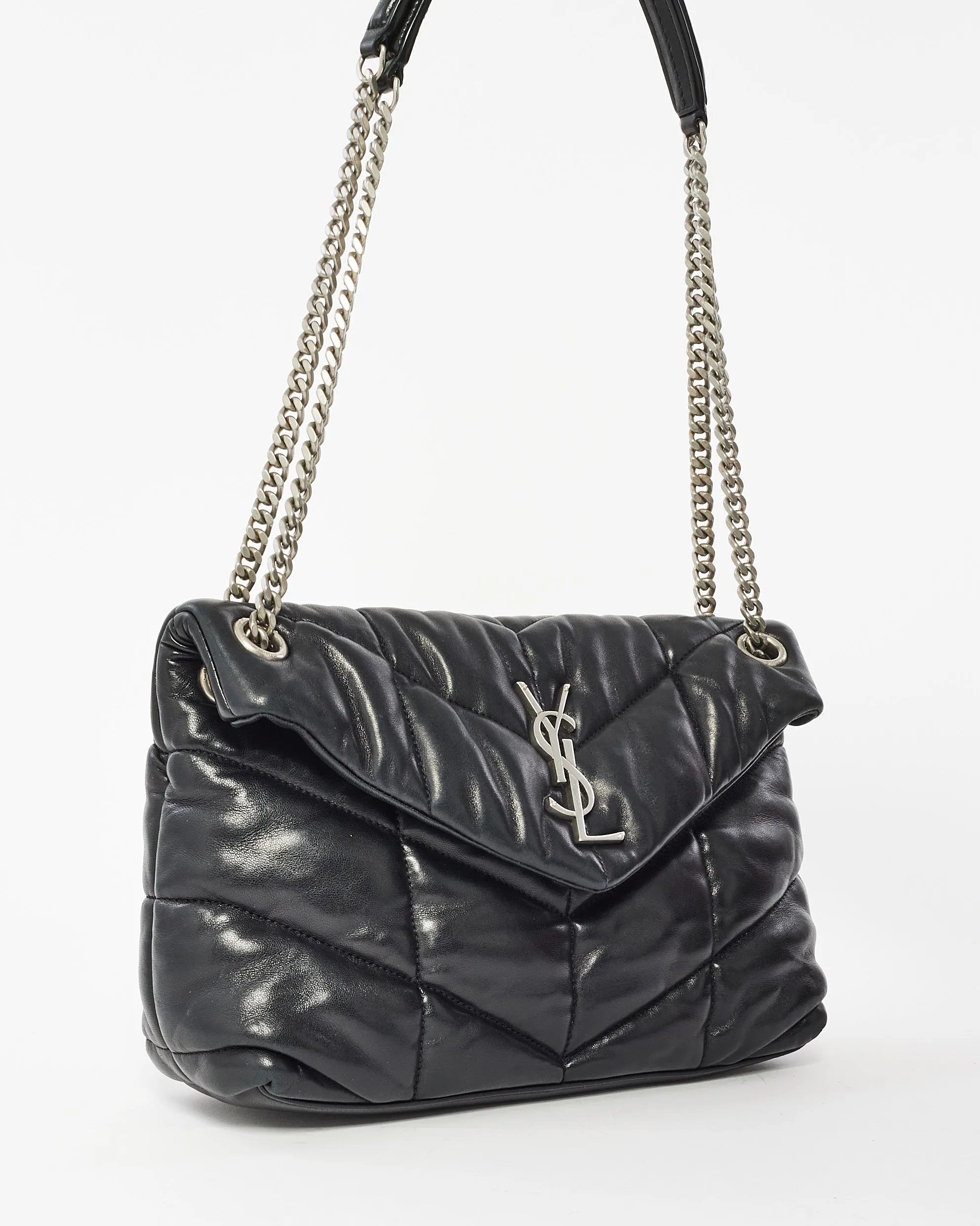 Saint Laurent Black Loulou Puffer Small Shoulder Bag