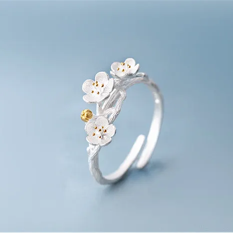 Sakura Flower Ring -- 925 Sterling Silver Ring