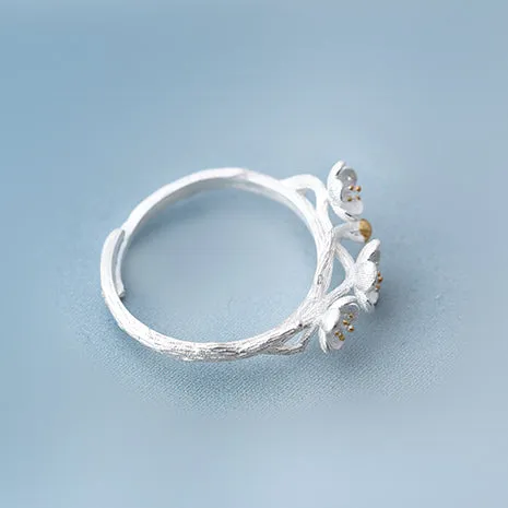 Sakura Flower Ring -- 925 Sterling Silver Ring