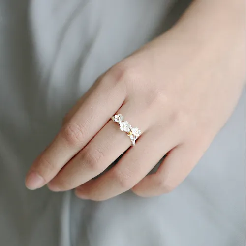 Sakura Flower Ring -- 925 Sterling Silver Ring