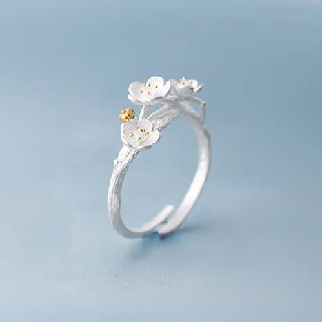 Sakura Flower Ring -- 925 Sterling Silver Ring