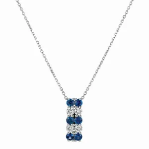 SAPPHIRE & DIAMOND 2 ROWS NECKLACE 14K GOLD (2.18 CTW)