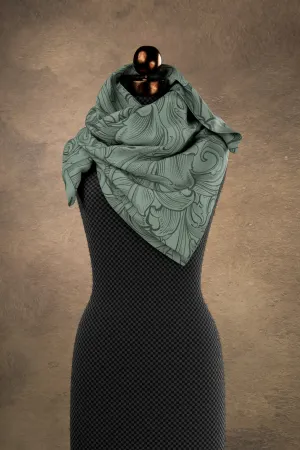 Scrollwork Sage Square Scarf