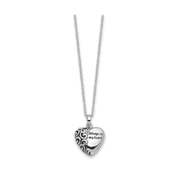 Sentimental Exprexssions Sterling Silver Rhodium Plated "Always in my Heart" Ash Holder Necklace
