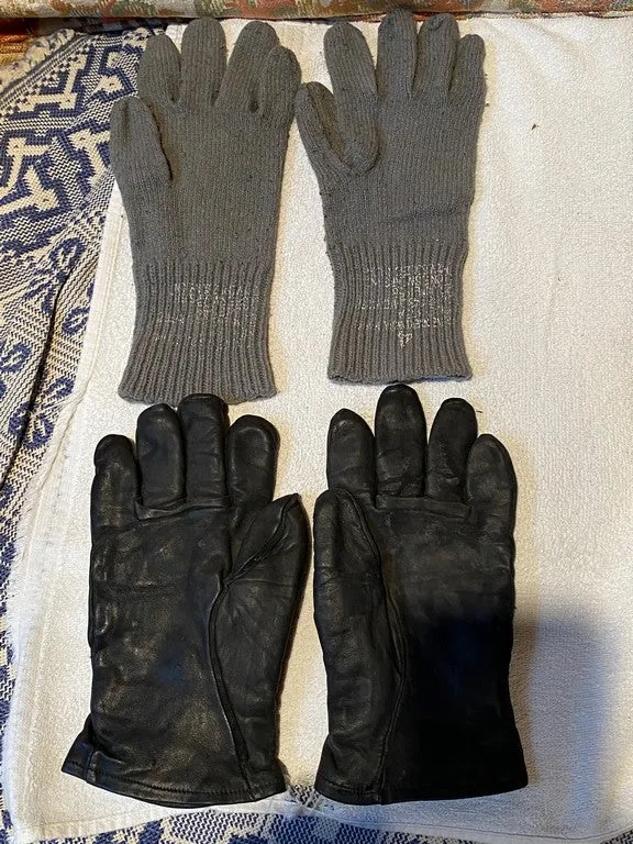Set Original US Army Leather Gloves Gloves Glove Shell Leather M-1949 WWII