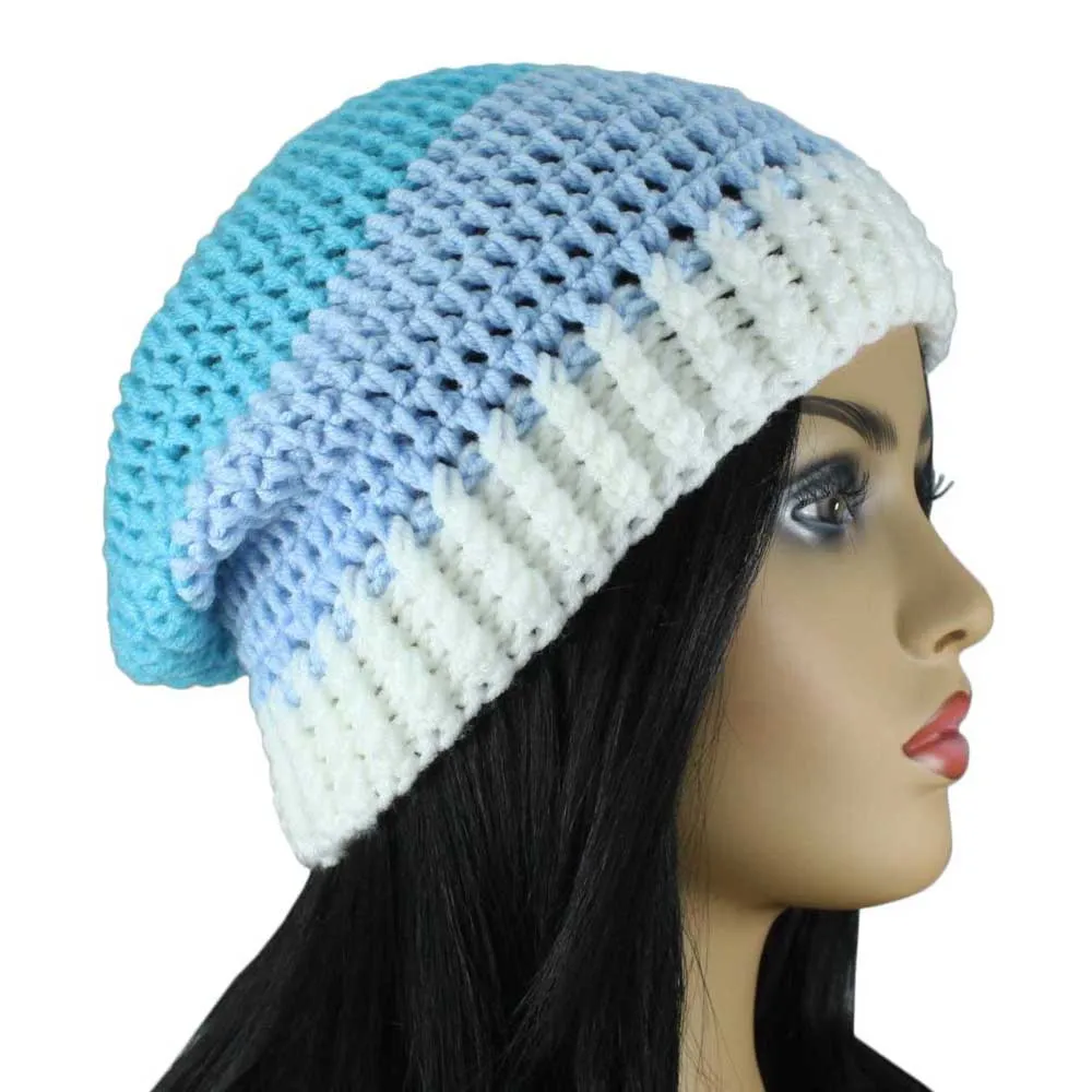 Shades of Blue Crochet Beanie Hat Medium/Large - JMCH48ML