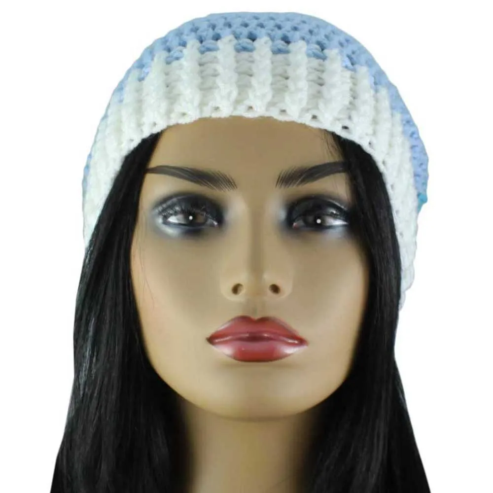 Shades of Blue Crochet Beanie Hat Medium/Large - JMCH48ML