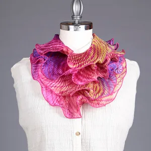 Shibori Silk Scarf Fuchsia
