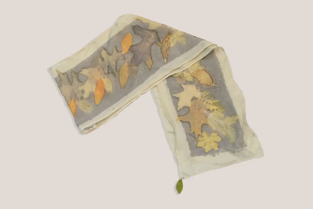 Silk Habotai Eco-Printed and Naturally Dyed Scarf