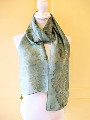 Silk Habotai Indigo Dyed & Eco-Printed Scarf