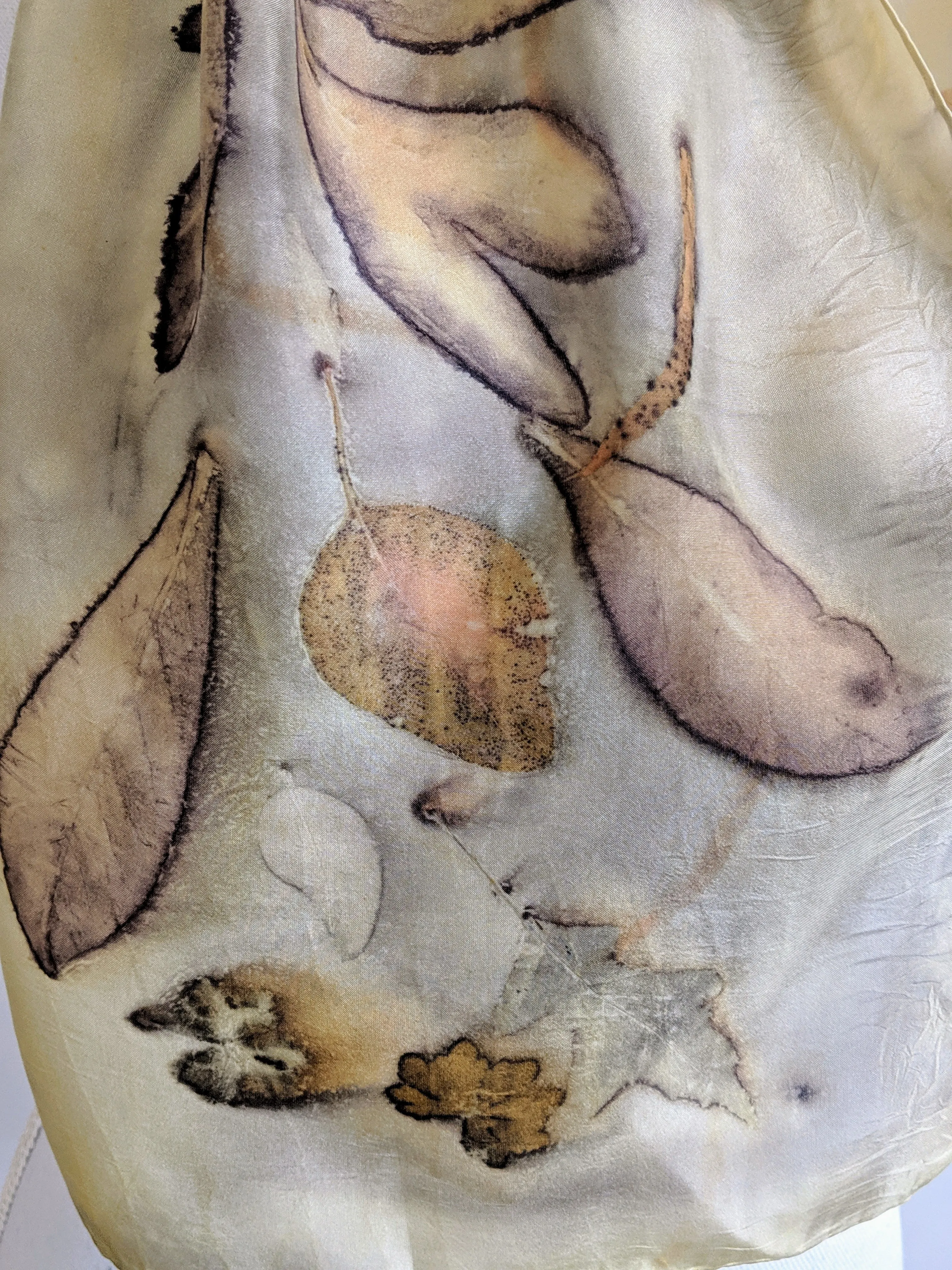 Silk Habotai Naturally Dyed & Eco-Printed Scarf