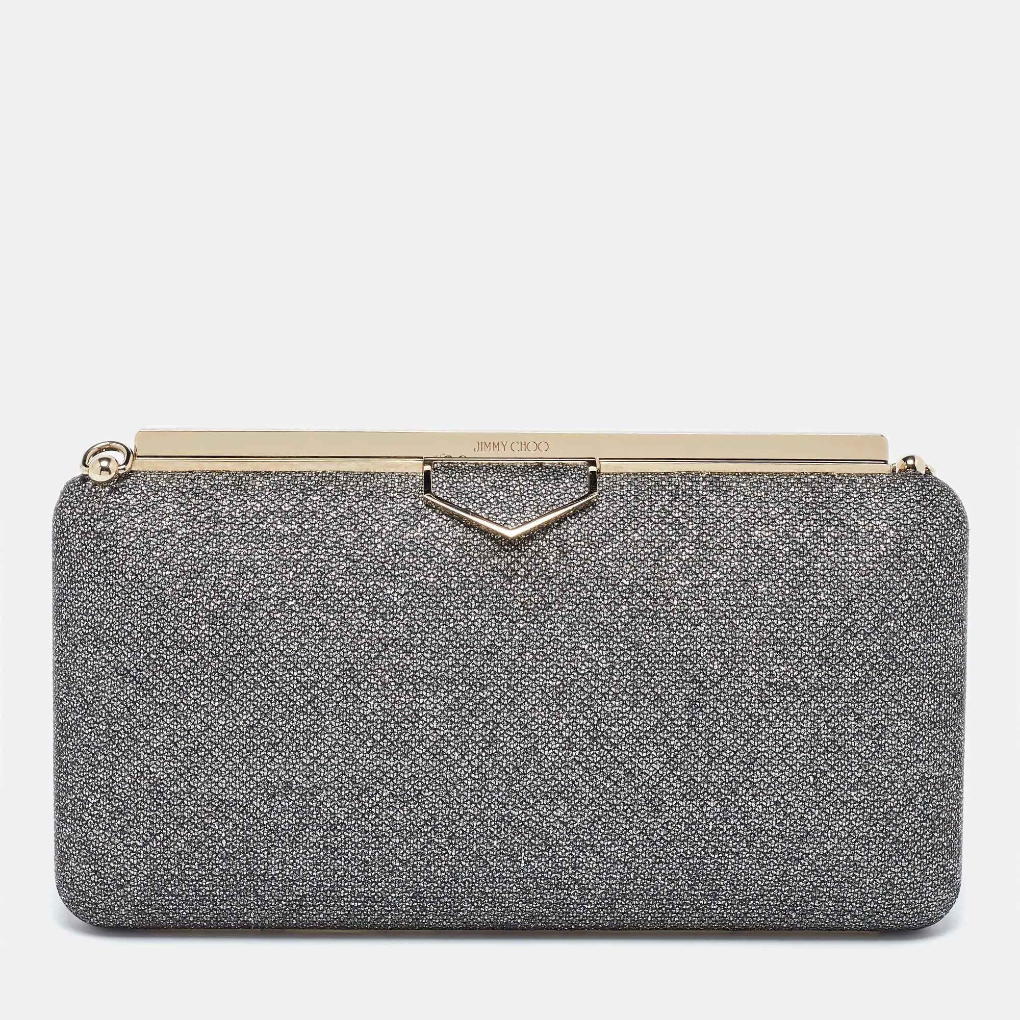 Silver Coarse Glitter Ellipse Clutch