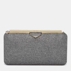 Silver Coarse Glitter Ellipse Clutch