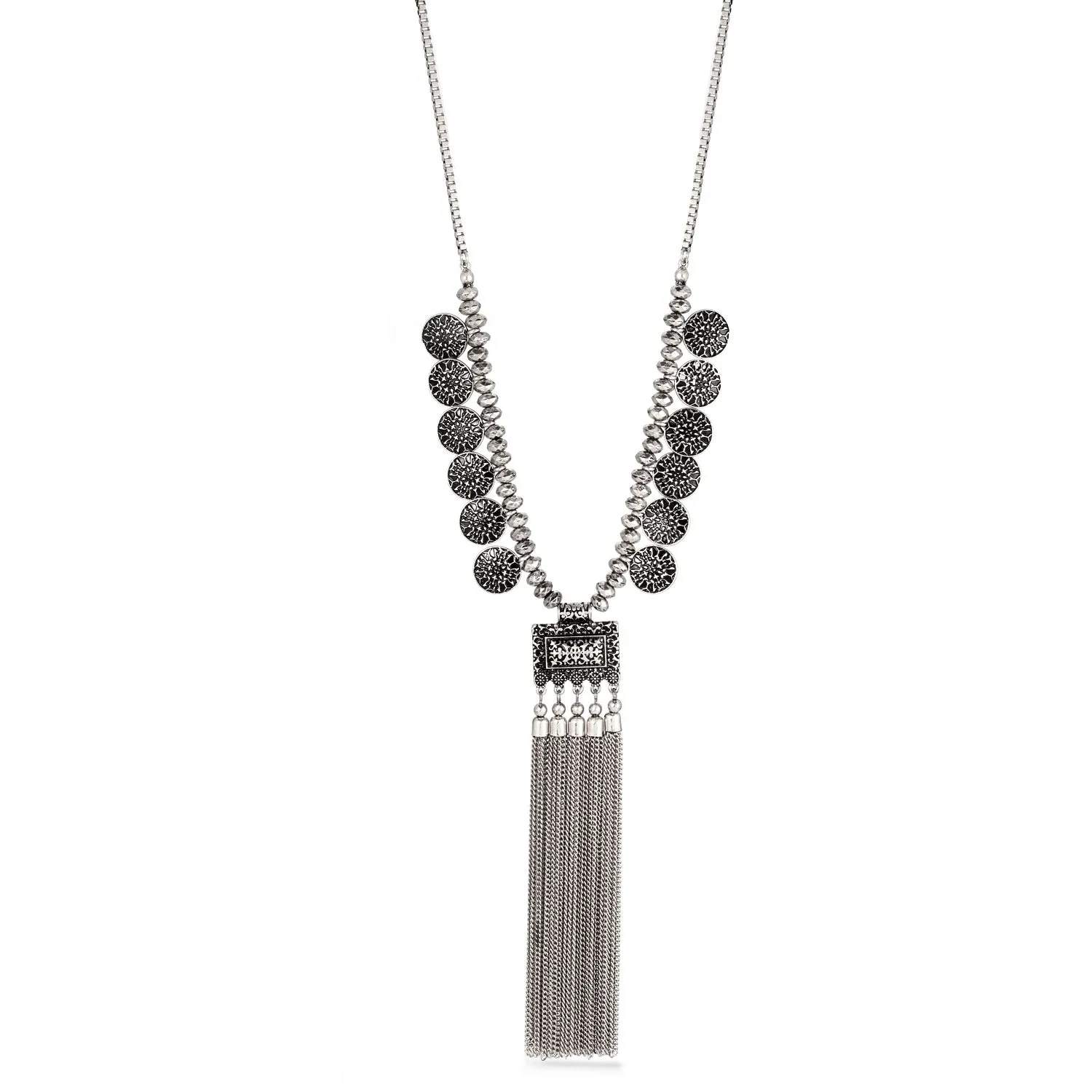 SILVER COINS TASSEL  NECKLACES #SQ3014S