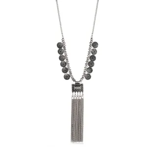 SILVER COINS TASSEL  NECKLACES #SQ3014S