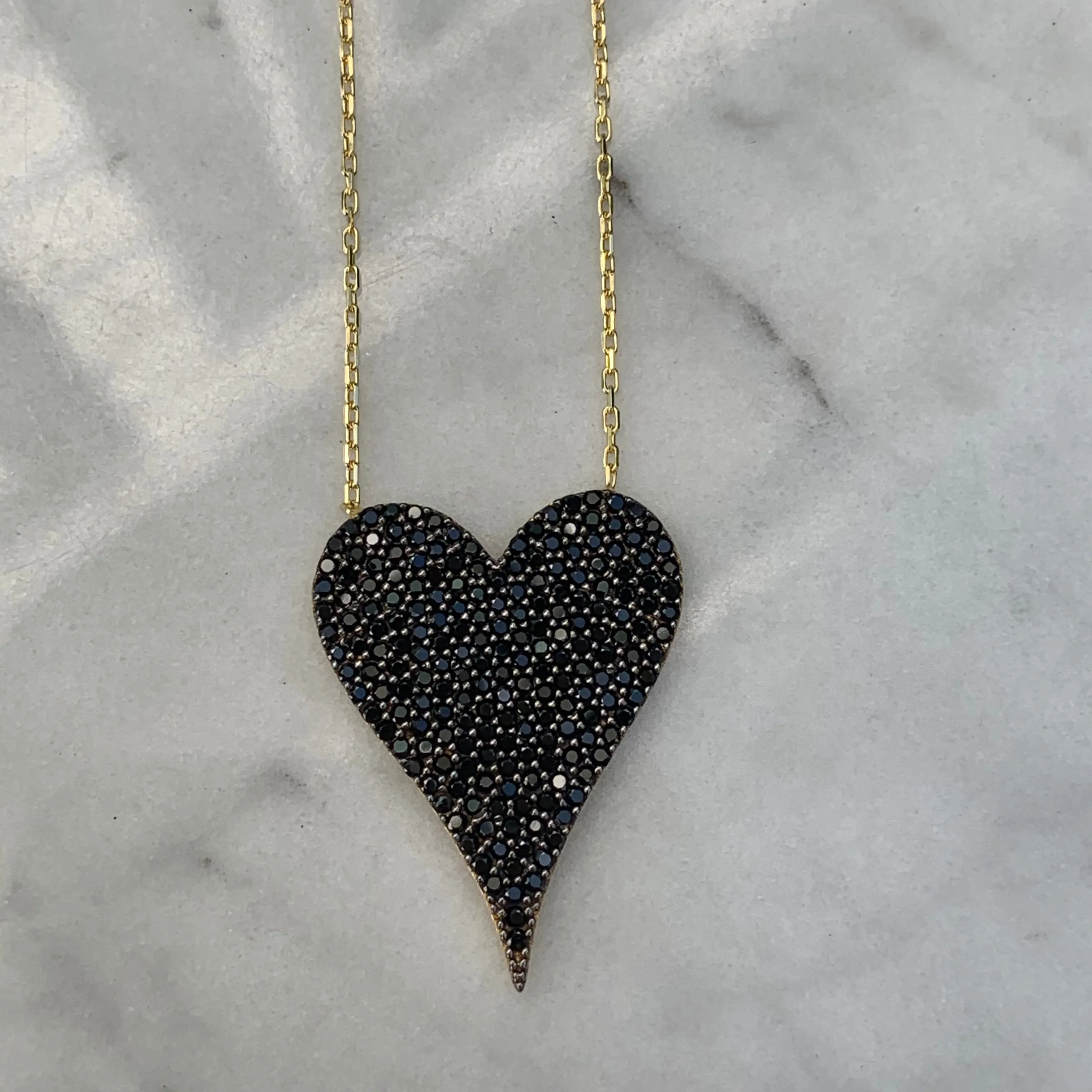 Silver gold plated black “Amore” heart necklace