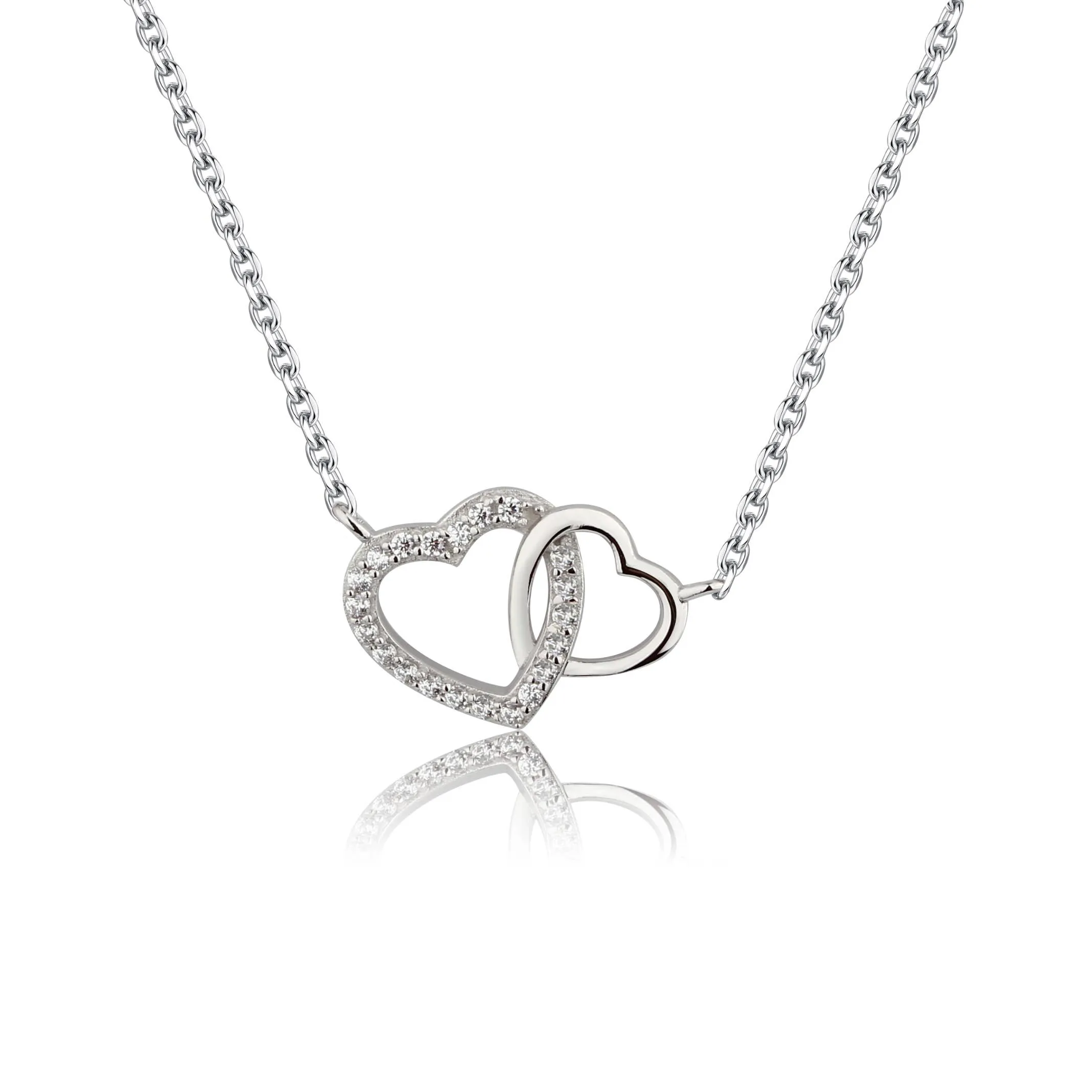 Silver Mom and Me 2-Piece Necklace Set - Hearts Entwined 14-16 inch