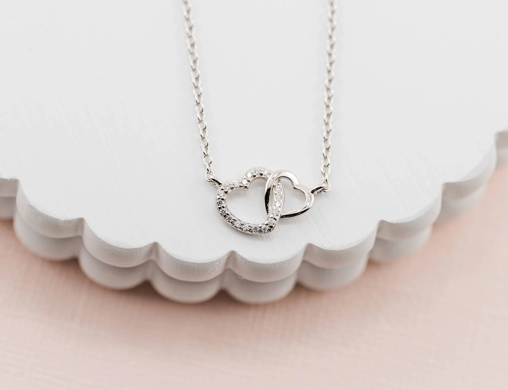 Silver Mom and Me 2-Piece Necklace Set - Hearts Entwined 14-16 inch
