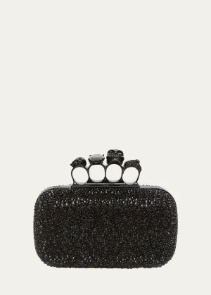 Skull Four-Ring Spike Crystal Clutch Bag