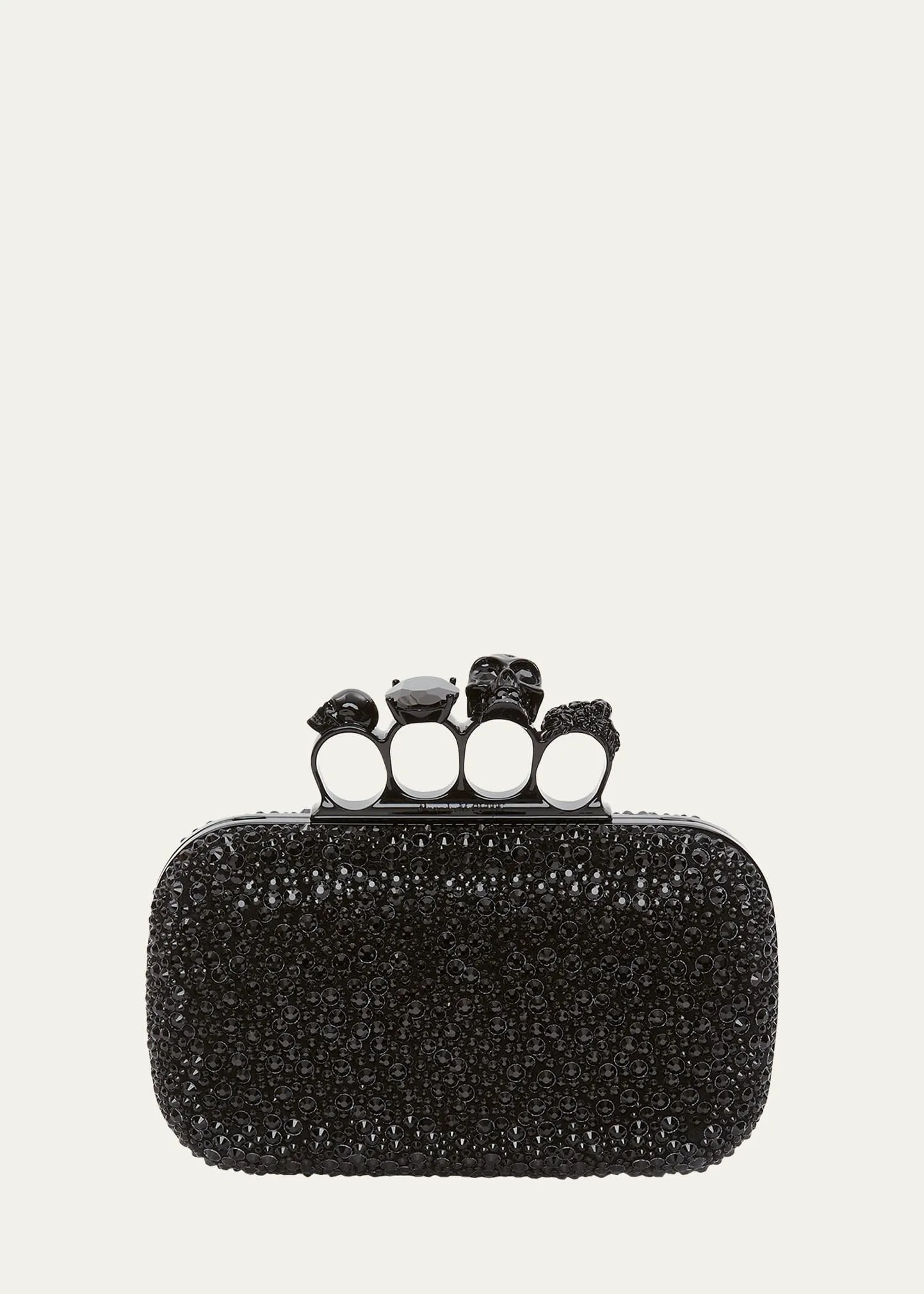 Skull Four-Ring Spike Crystal Clutch Bag