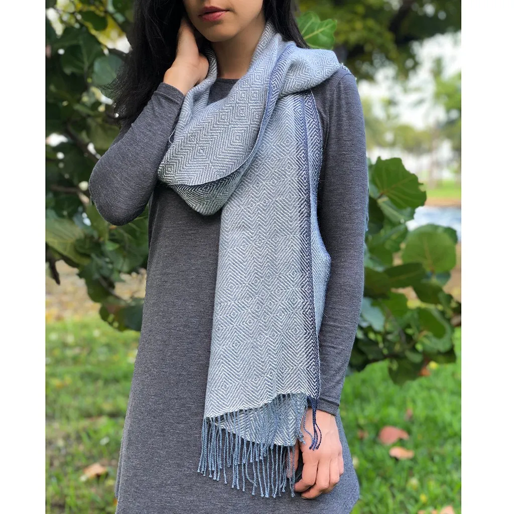Sky Blue Diamond Baby Alpaca Scarf