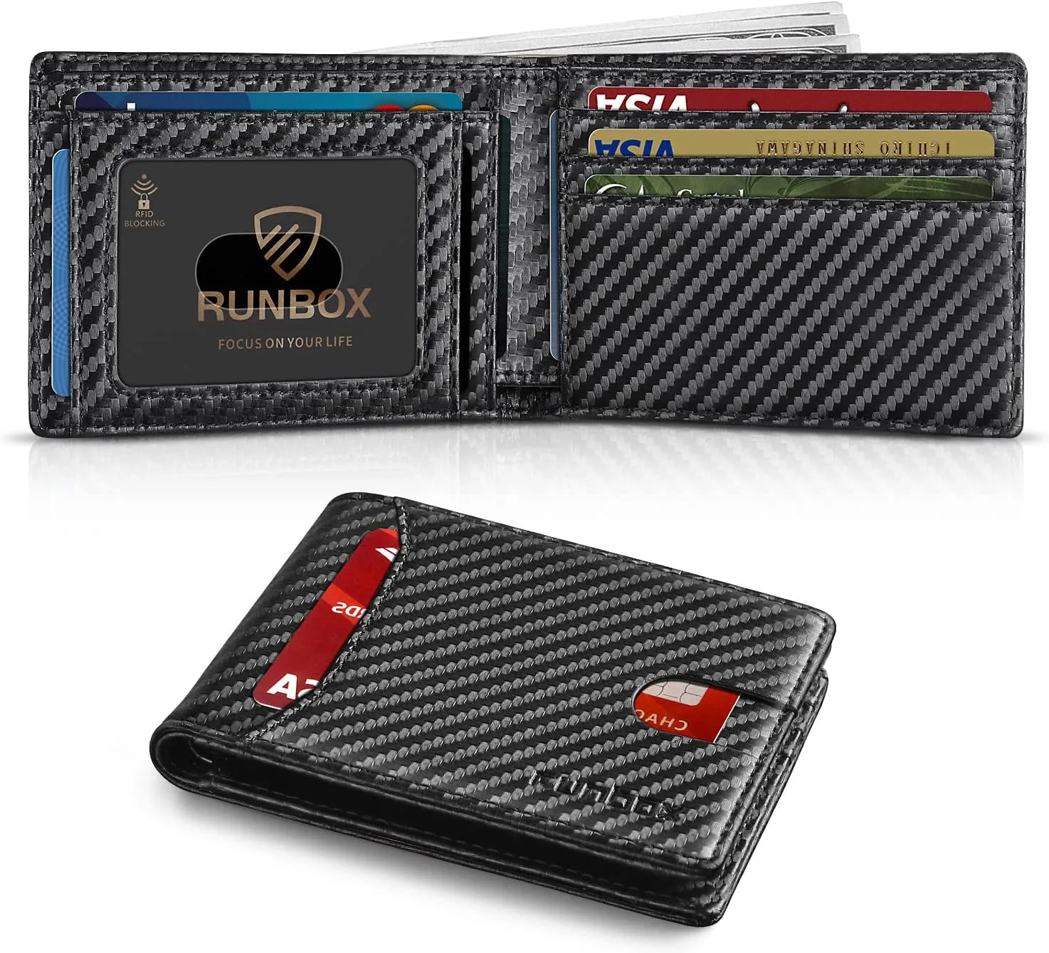 Slim Bifold Wallet for Men, RFID Blocking Minimalist Front Pocket Wallet