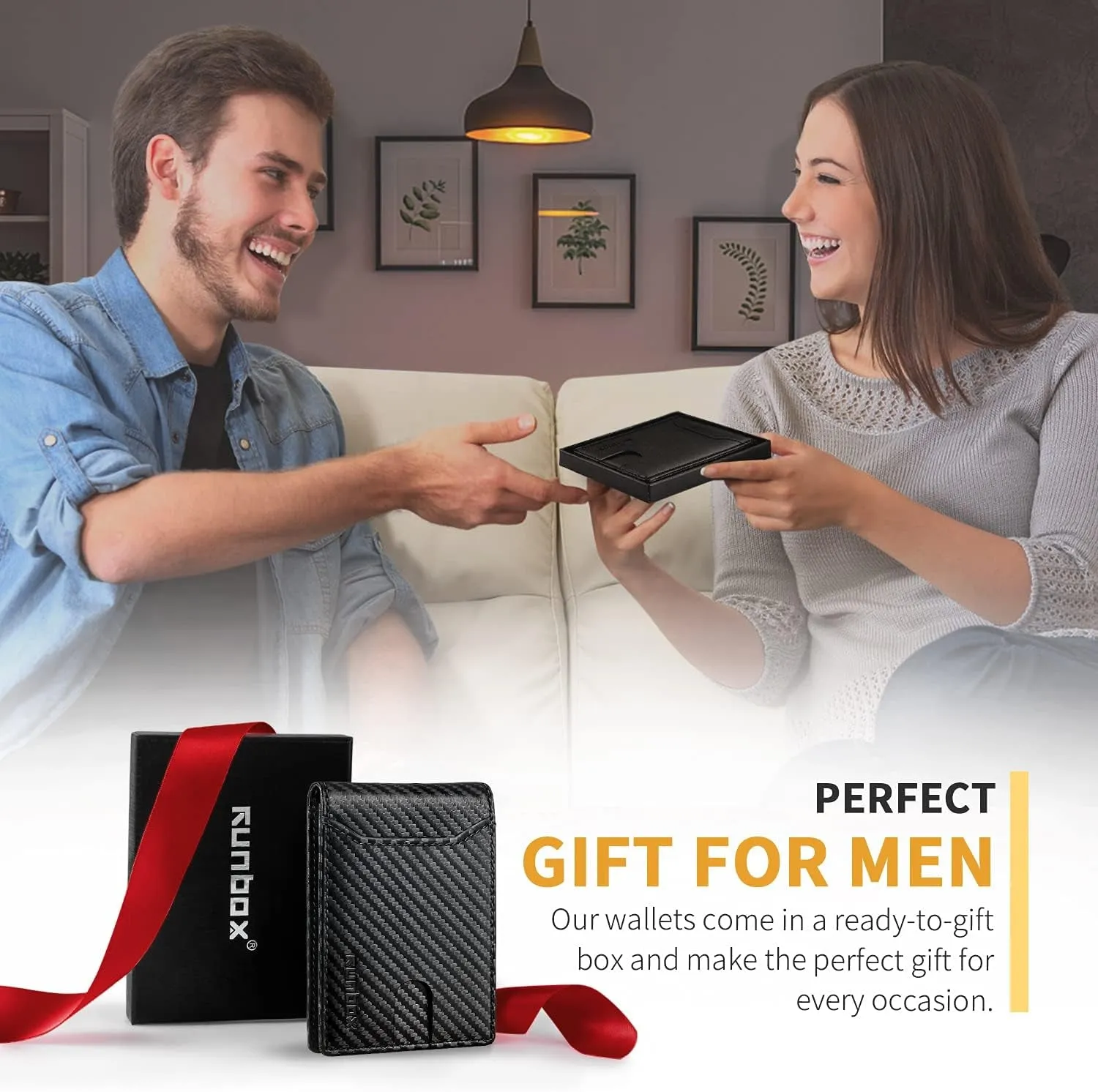 Slim Bifold Wallet for Men, RFID Blocking Minimalist Front Pocket Wallet