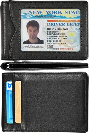 Slim Bifold Wallet for Men with Money Clip, RFID Blocking  Genuine Leather Front Pocket Wallet