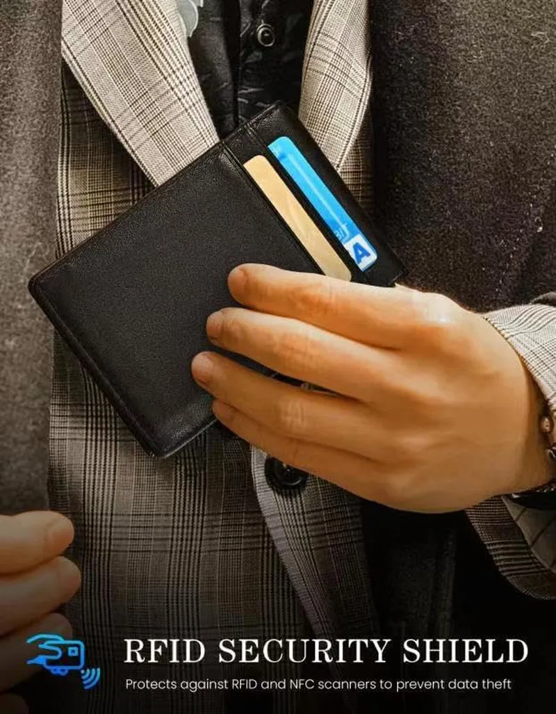 Slim Bifold Wallet for Men with Money Clip, RFID Blocking  Genuine Leather Front Pocket Wallet