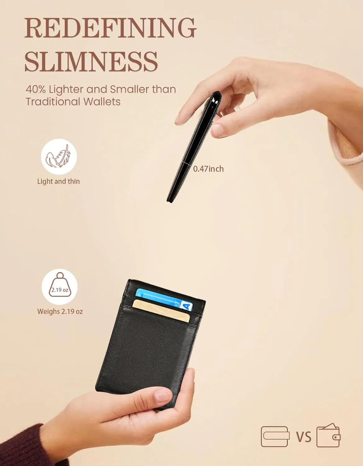 Slim Bifold Wallet for Men with Money Clip, RFID Blocking  Genuine Leather Front Pocket Wallet