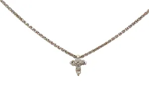 Small Diamond Cross Necklace Solid 14k White Gold