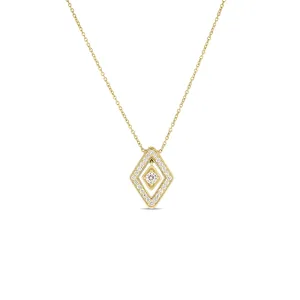 Small Lozenge Diamond Pendant in Yellow Gold