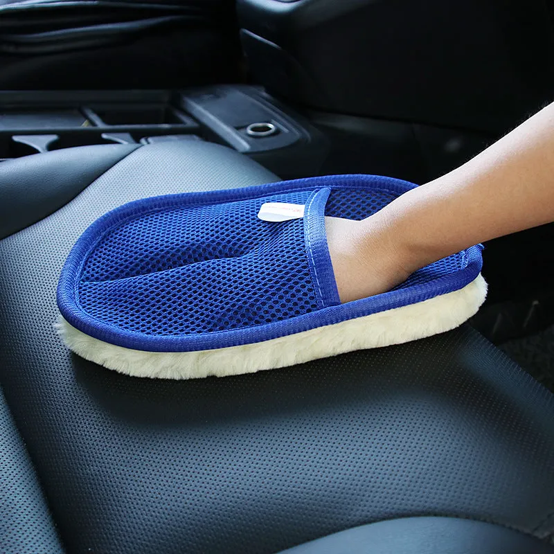 Soft Fleece Car Thickened Waxing Gloves Cleaning Tool