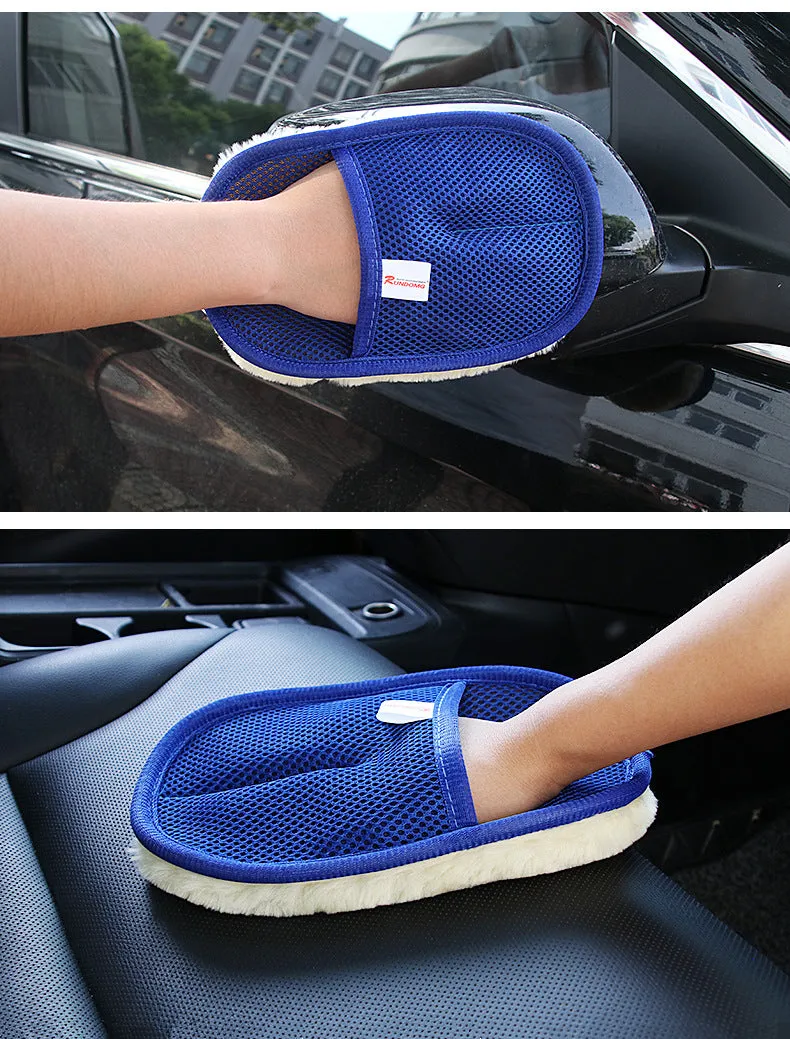 Soft Fleece Car Thickened Waxing Gloves Cleaning Tool