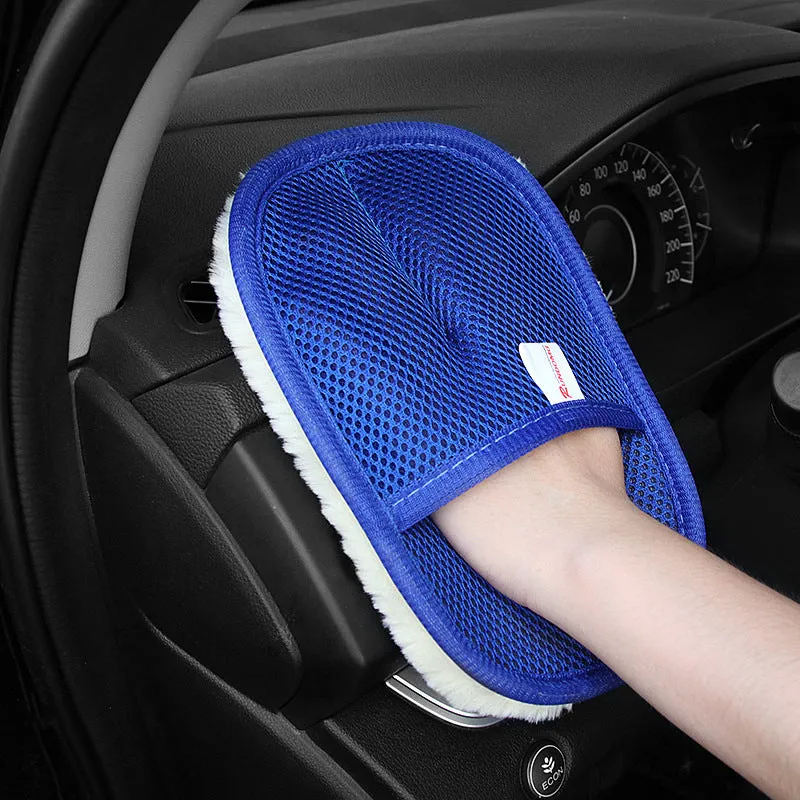 Soft Fleece Car Thickened Waxing Gloves Cleaning Tool